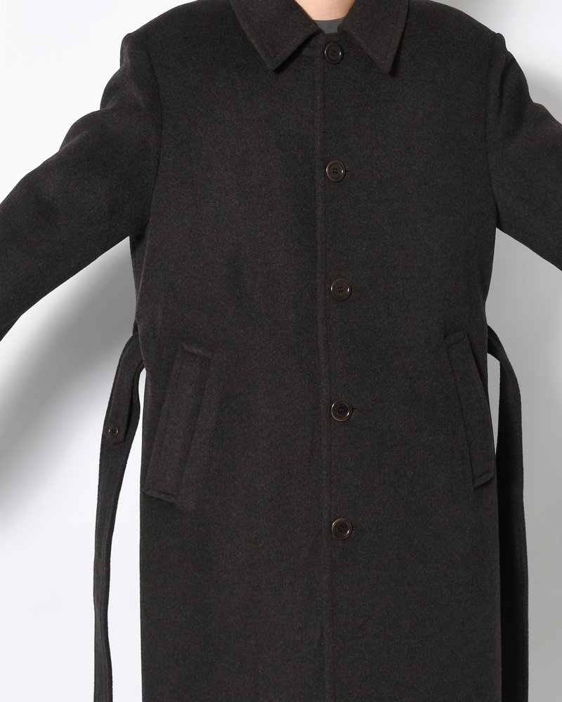 MEN'S SINGLE BREASTED LONG COAT -BROWN-