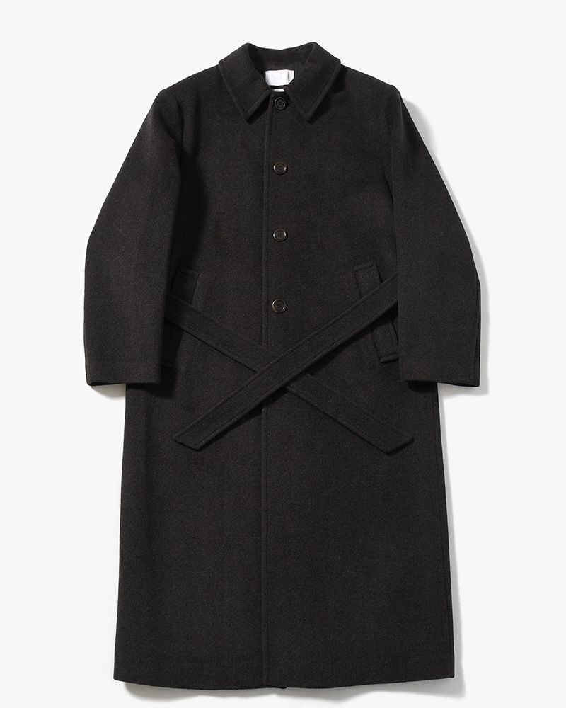 MEN'S SINGLE BREASTED LONG COAT -BROWN-