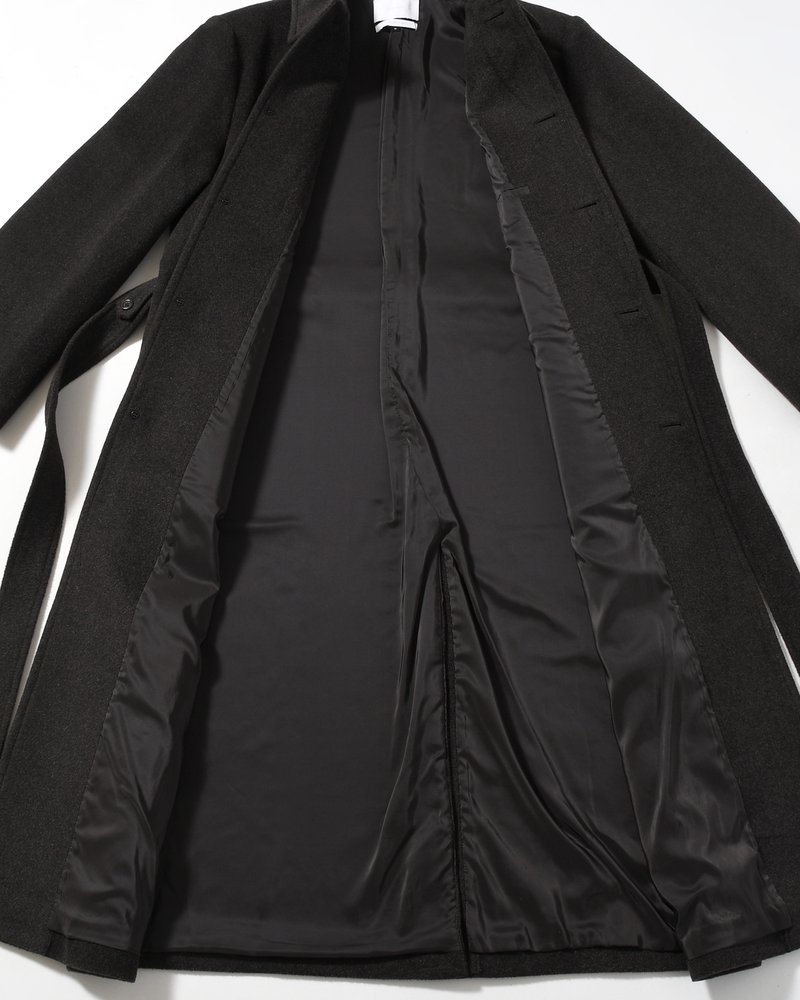 MEN'S SINGLE BREASTED LONG COAT -BROWN-