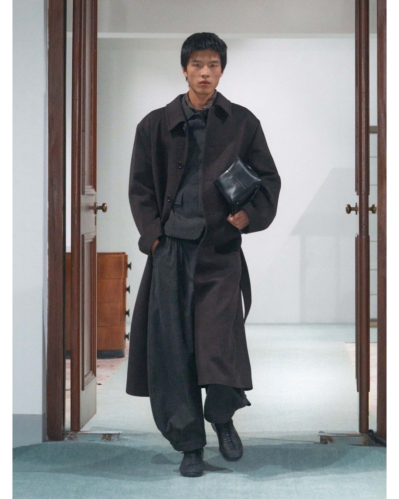 MEN'S SINGLE BREASTED LONG COAT -BROWN-