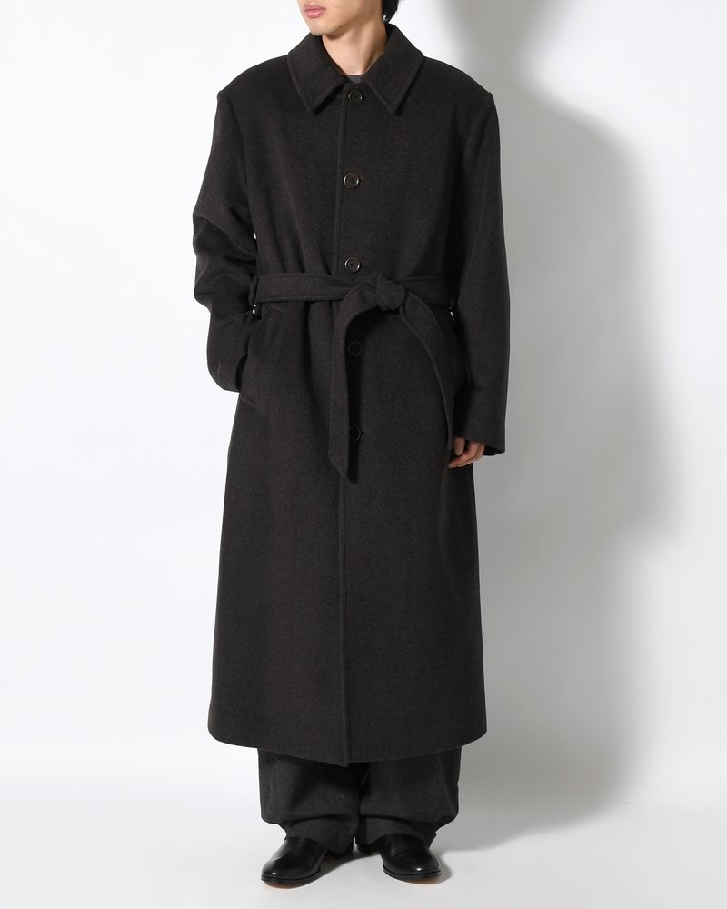 MEN'S SINGLE BREASTED LONG COAT -BROWN-