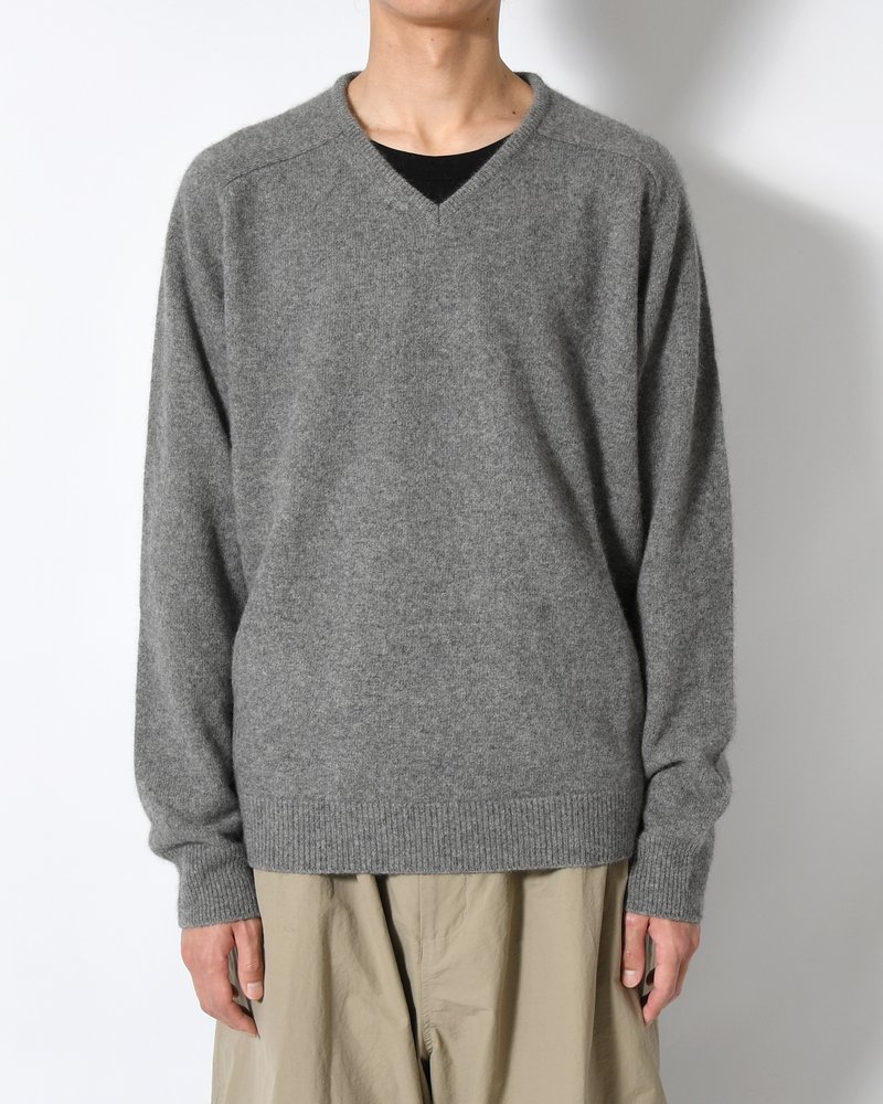 RACOON V-NECK KNIT -GREY-