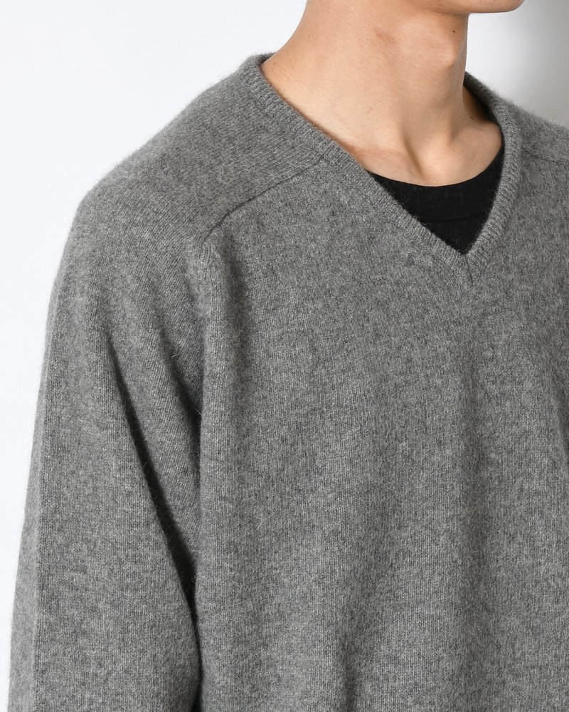 RACOON V-NECK KNIT -GREY-