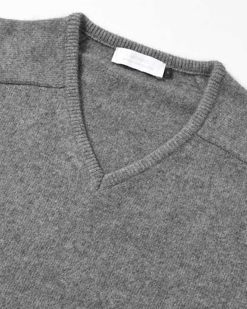 RACOON V-NECK KNIT -GREY-