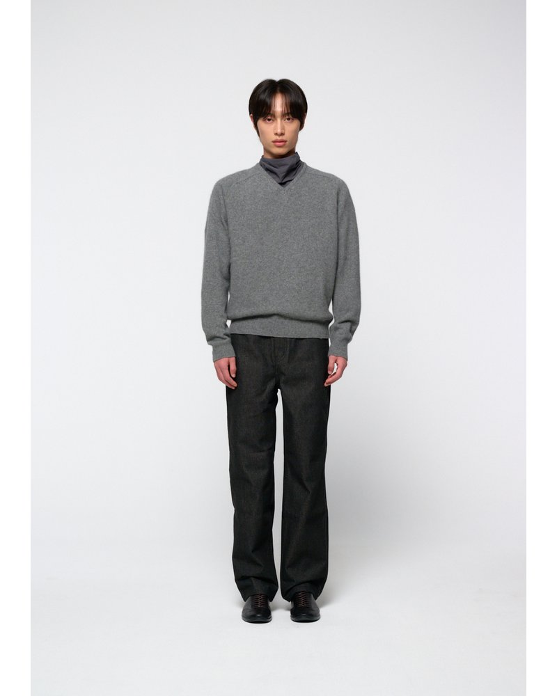 RACOON V-NECK KNIT -GREY-