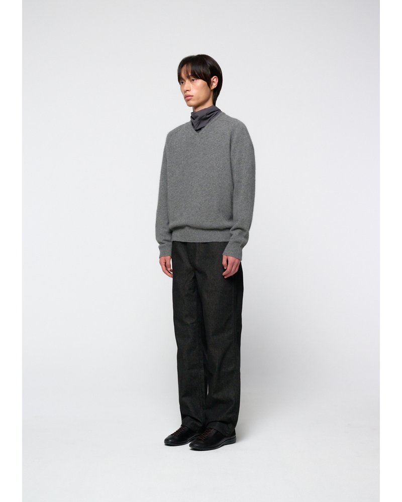 RACOON V-NECK KNIT -GREY-