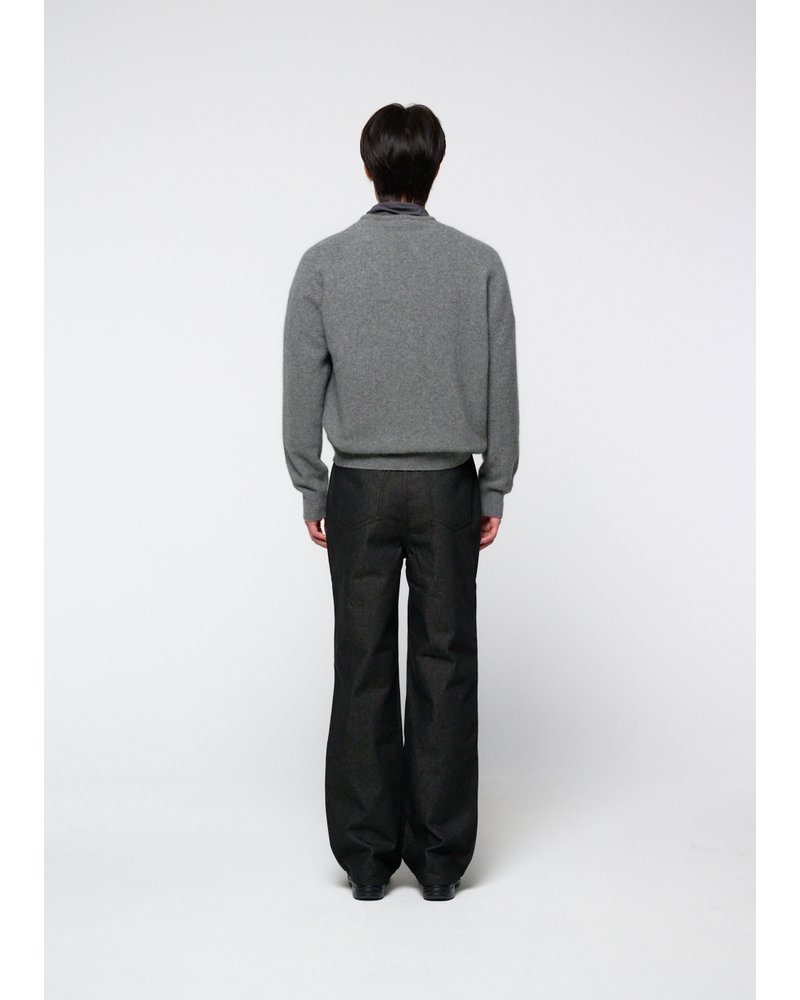 RACOON V-NECK KNIT -GREY-