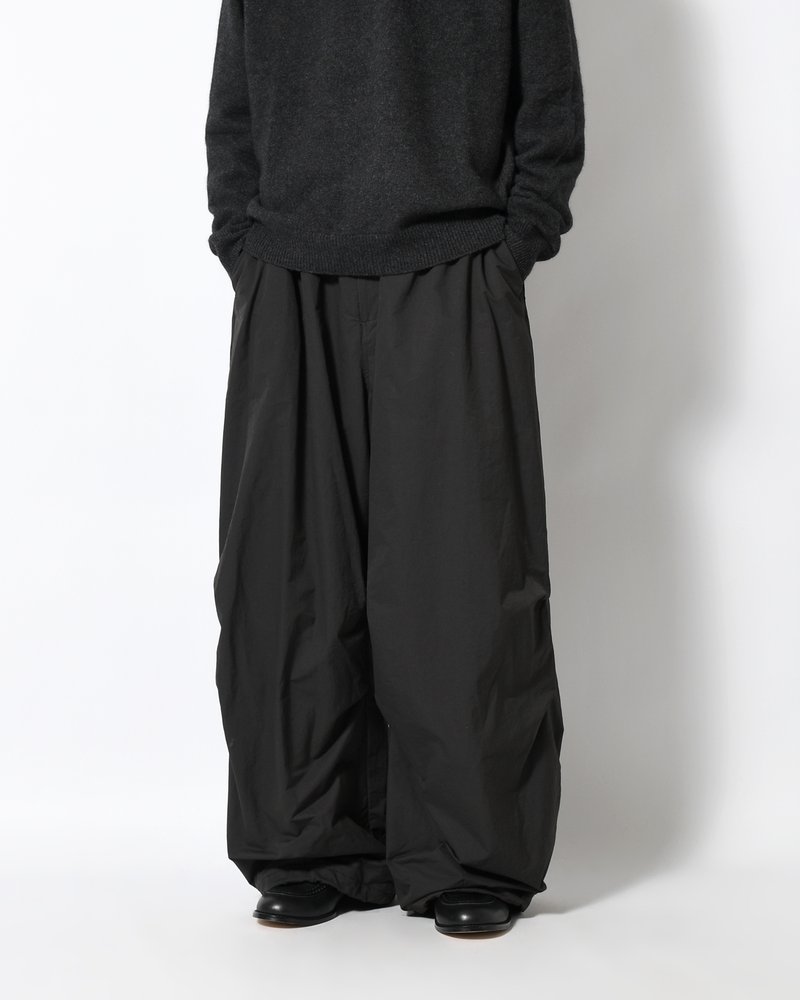 DRAWSTRING WIDE FATIGUE PANTS -BLACK-