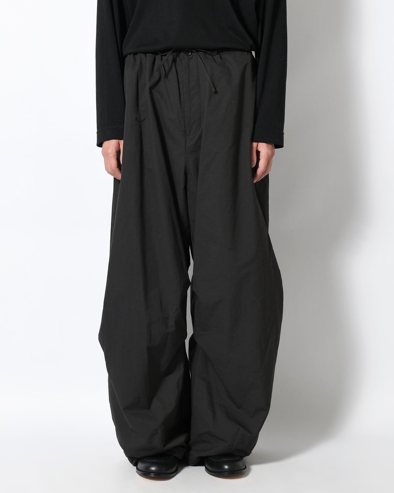 DRAWSTRING WIDE FATIGUE PANTS -BLACK-