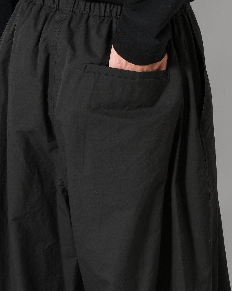 DRAWSTRING WIDE FATIGUE PANTS -BLACK-