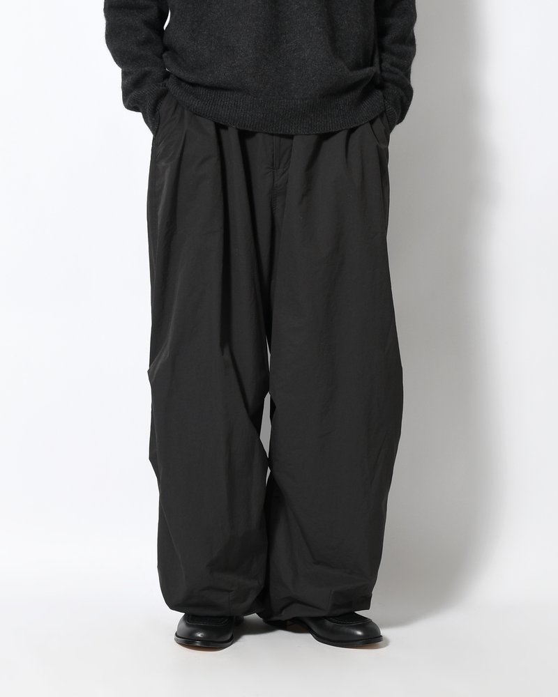 DRAWSTRING WIDE FATIGUE PANTS -BLACK-