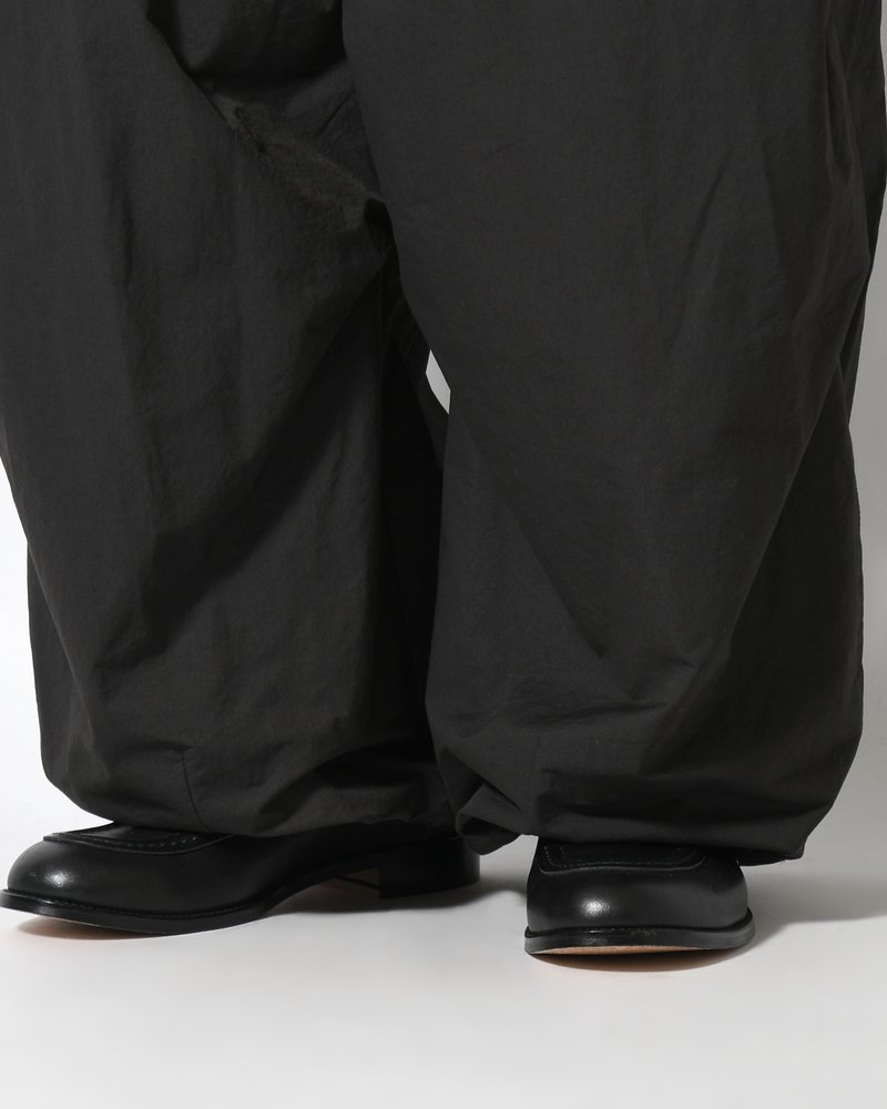 DRAWSTRING WIDE FATIGUE PANTS -BLACK-