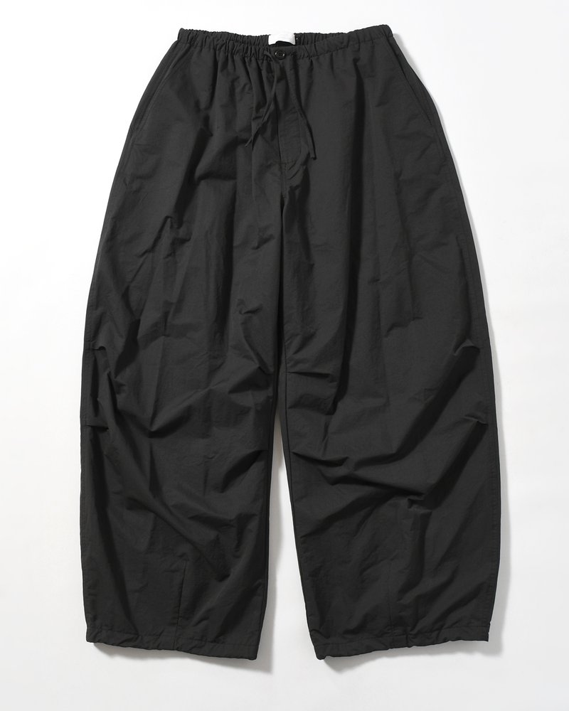 DRAWSTRING WIDE FATIGUE PANTS -BLACK-