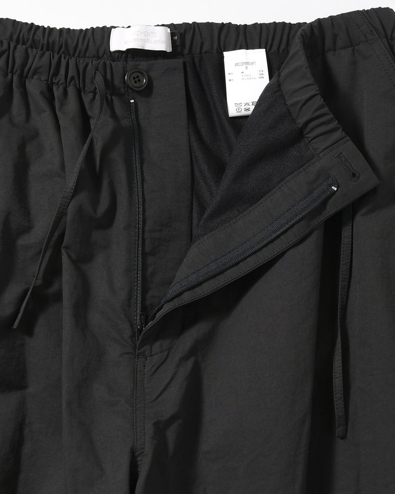 DRAWSTRING WIDE FATIGUE PANTS -BLACK-