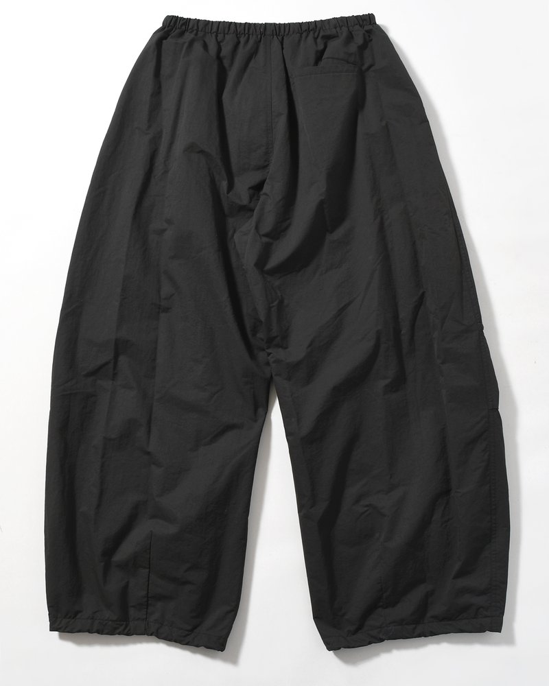 DRAWSTRING WIDE FATIGUE PANTS -BLACK-