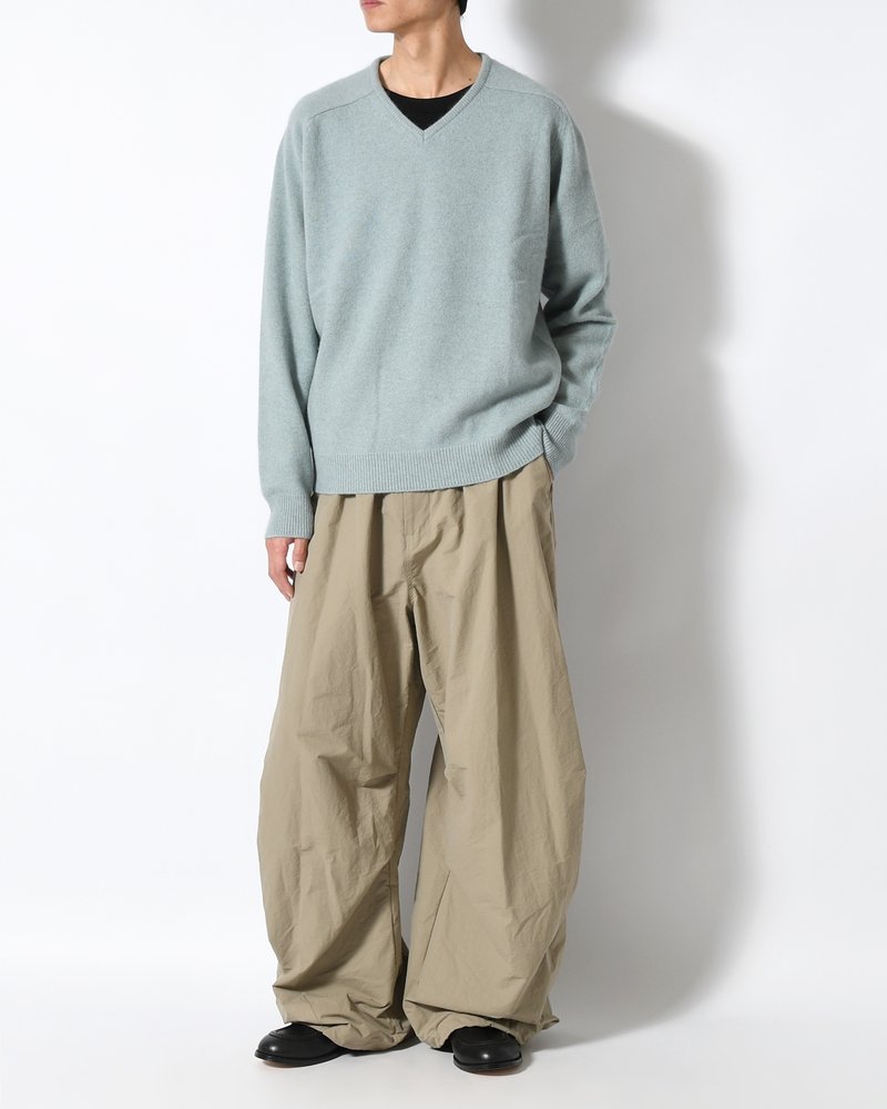 DRAWSTRING WIDE FATIGUE PANTS -KHAKI-