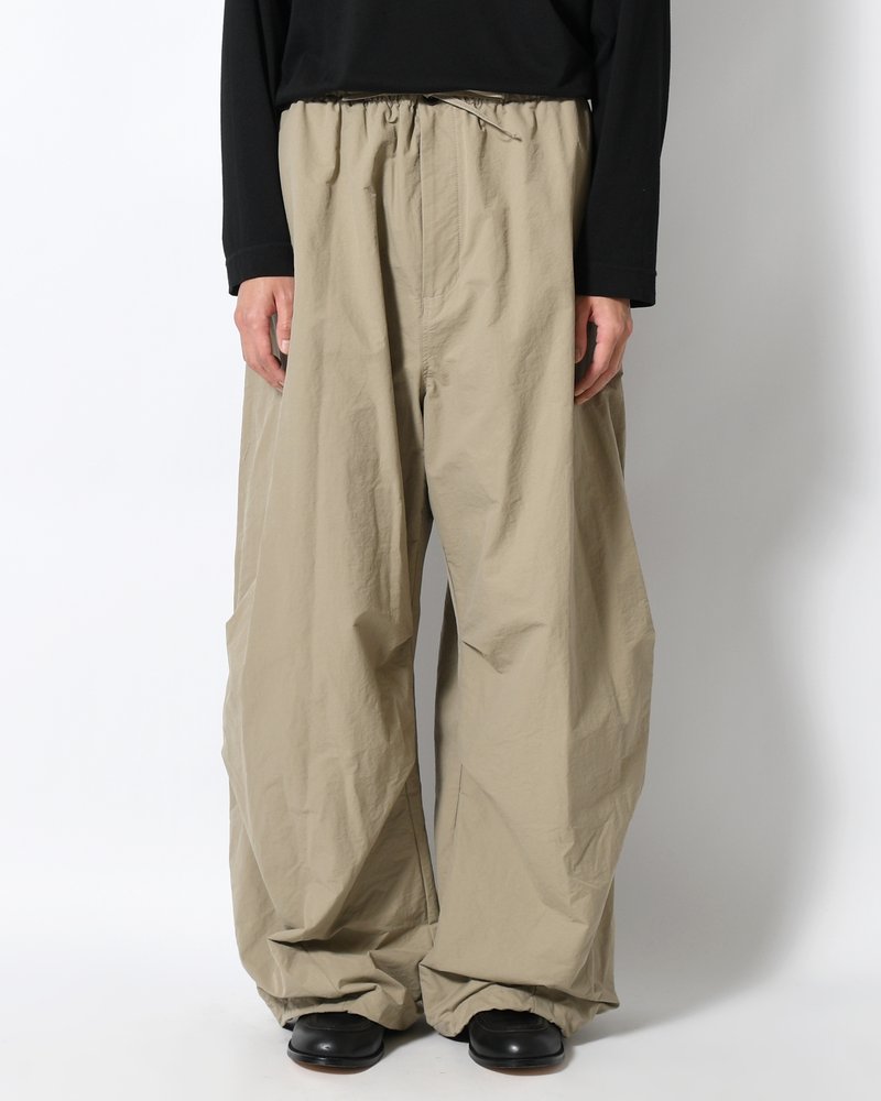 DRAWSTRING WIDE FATIGUE PANTS -KHAKI-
