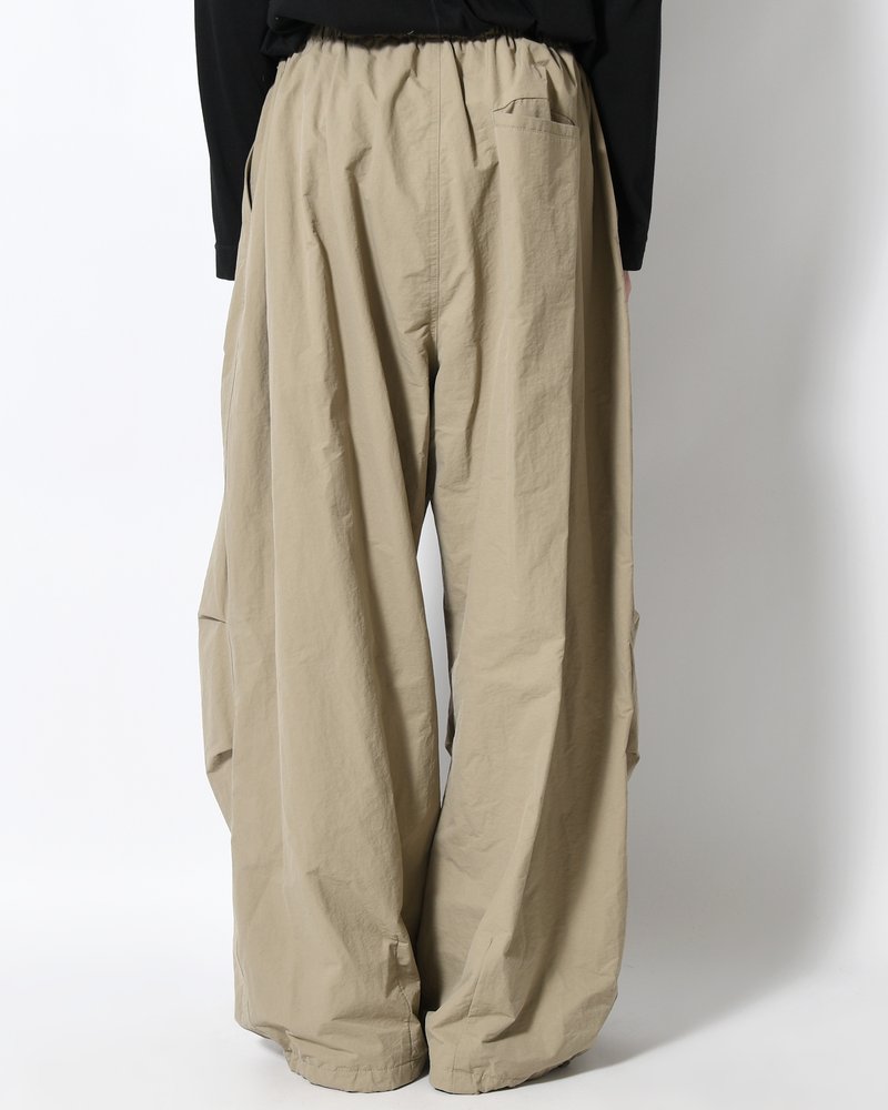 DRAWSTRING WIDE FATIGUE PANTS -KHAKI-