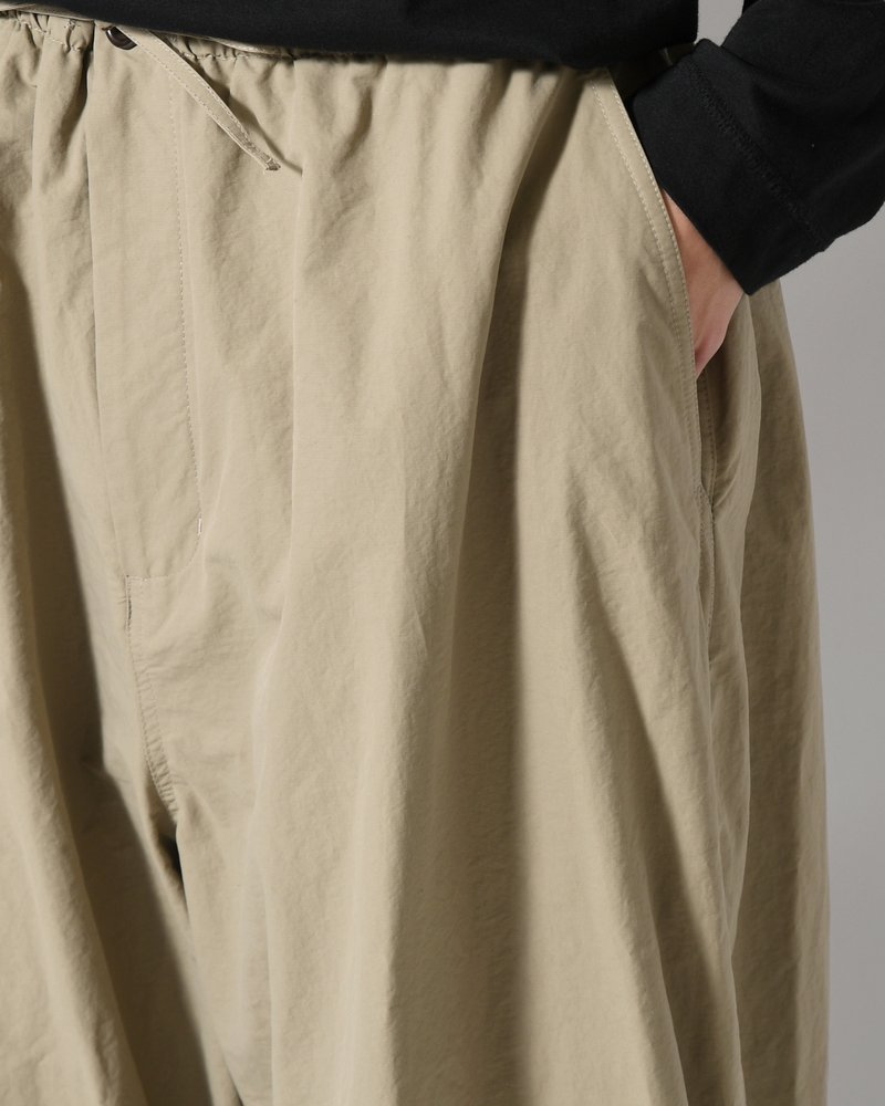 DRAWSTRING WIDE FATIGUE PANTS -KHAKI-