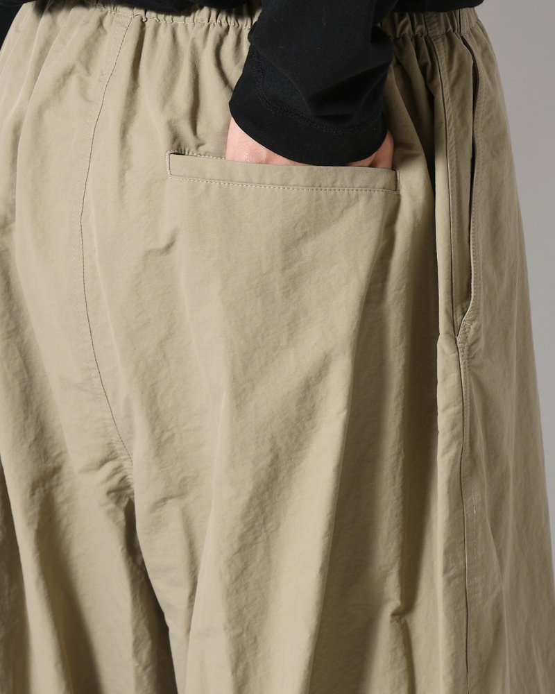 DRAWSTRING WIDE FATIGUE PANTS -KHAKI-