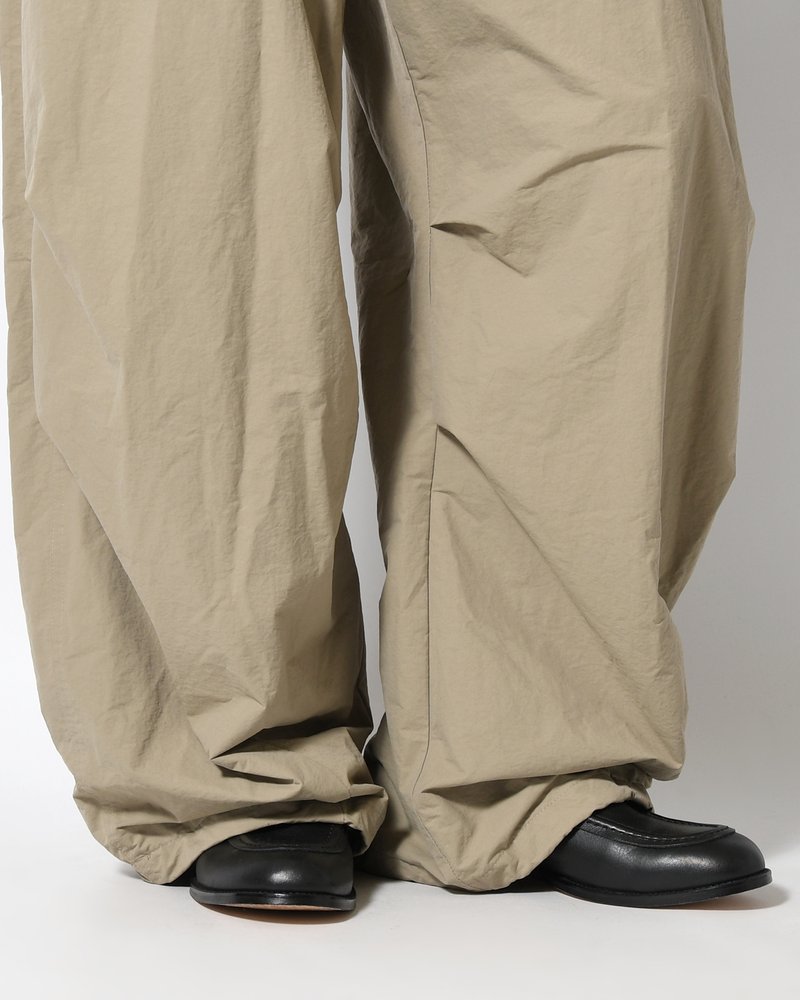 DRAWSTRING WIDE FATIGUE PANTS -KHAKI-