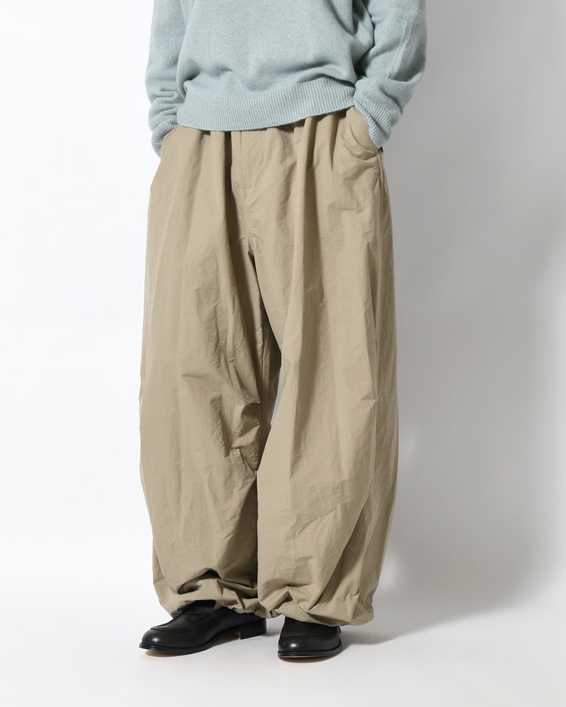 DRAWSTRING WIDE FATIGUE PANTS -KHAKI-