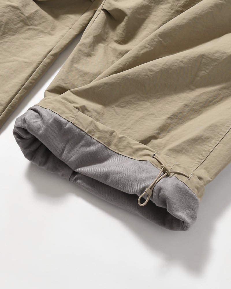 DRAWSTRING WIDE FATIGUE PANTS -KHAKI-