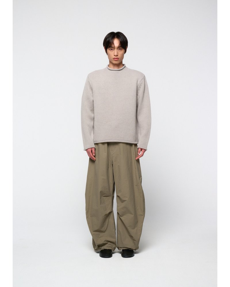 DRAWSTRING WIDE FATIGUE PANTS -KHAKI-