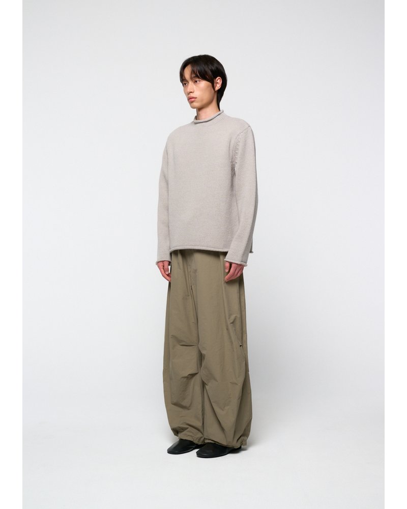 DRAWSTRING WIDE FATIGUE PANTS -KHAKI-
