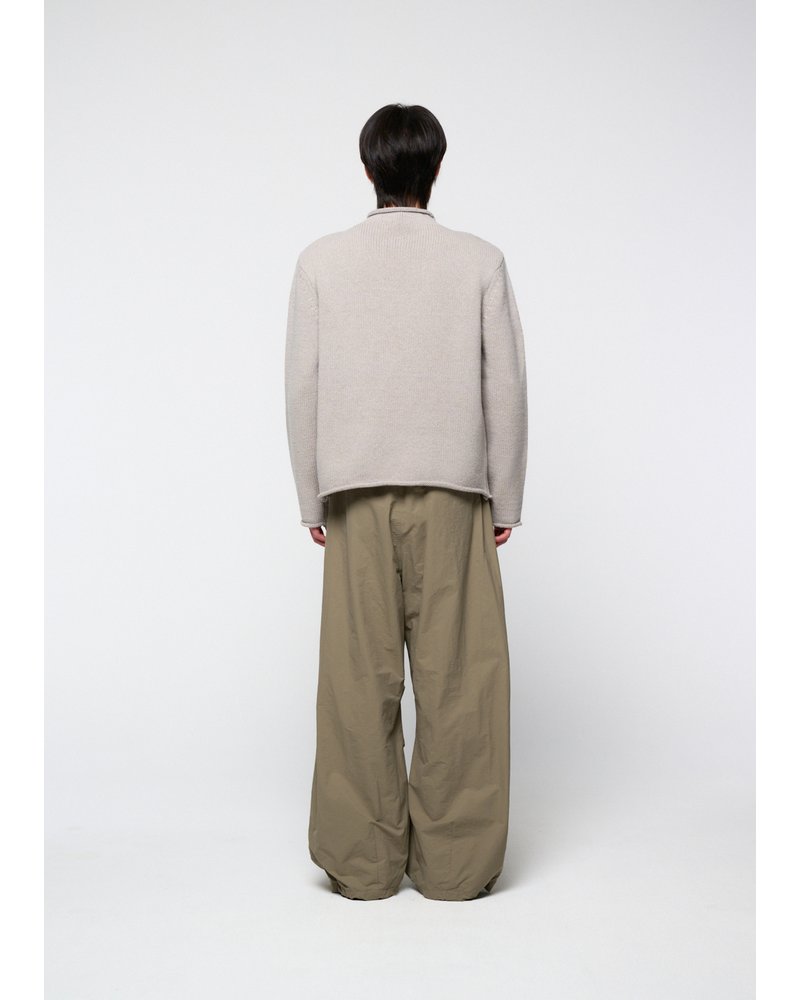 DRAWSTRING WIDE FATIGUE PANTS -KHAKI-