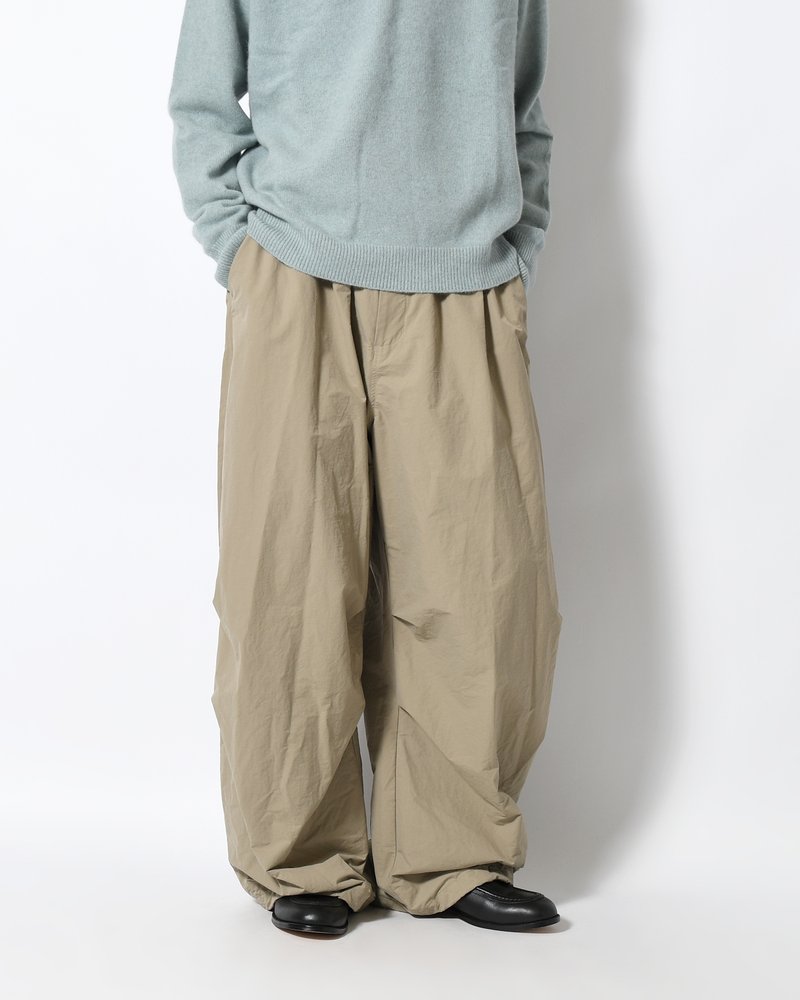 DRAWSTRING WIDE FATIGUE PANTS -KHAKI-
