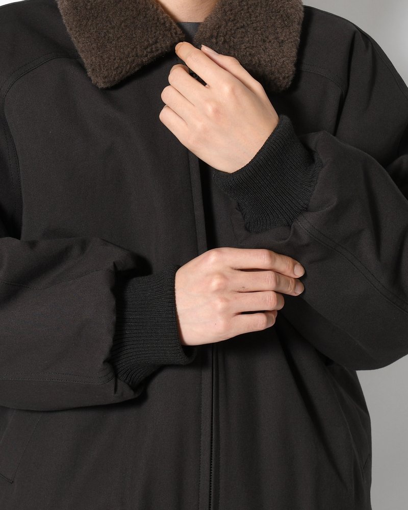 COTTON REVERSIBLE SHEARLING JUMPER -BLACK-