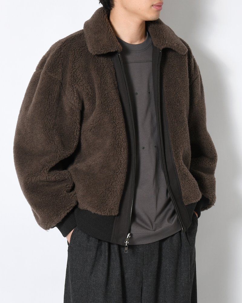 COTTON REVERSIBLE SHEARLING JUMPER -BLACK-