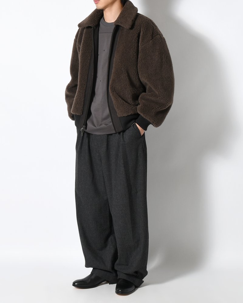 COTTON REVERSIBLE SHEARLING JUMPER -BLACK-