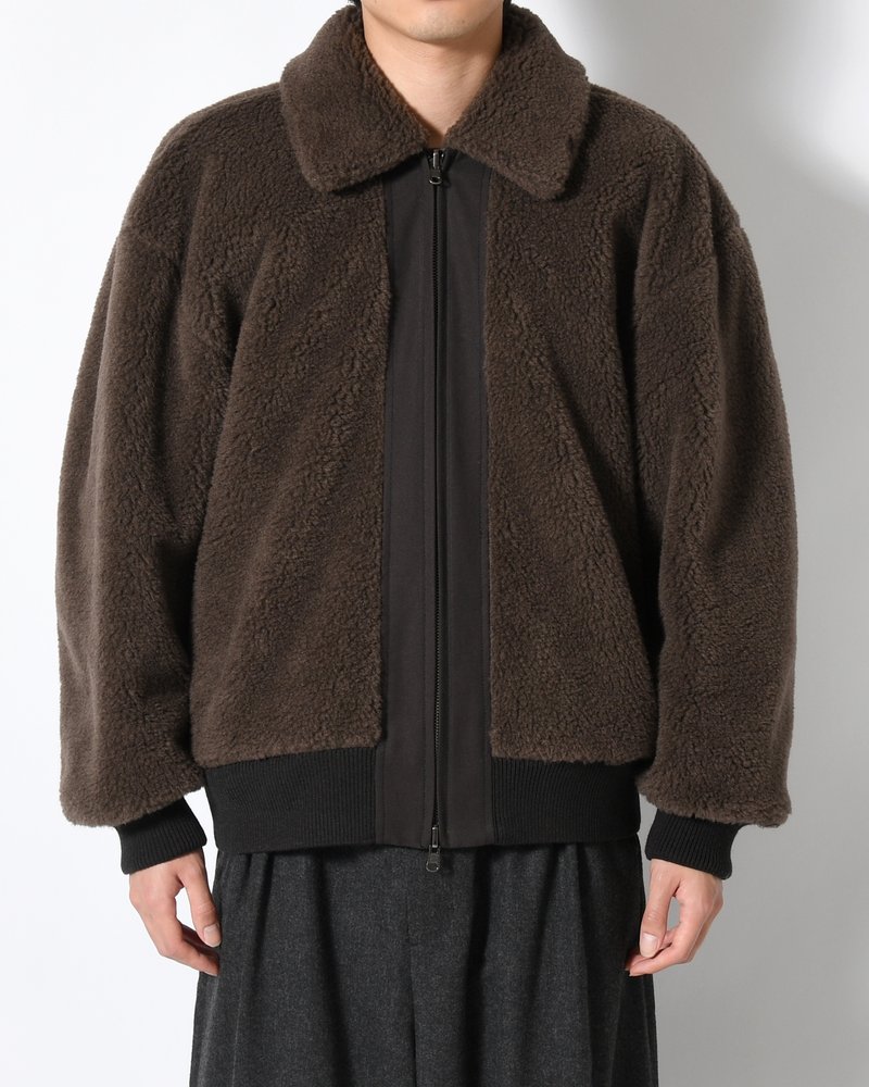 COTTON REVERSIBLE SHEARLING JUMPER -BLACK-