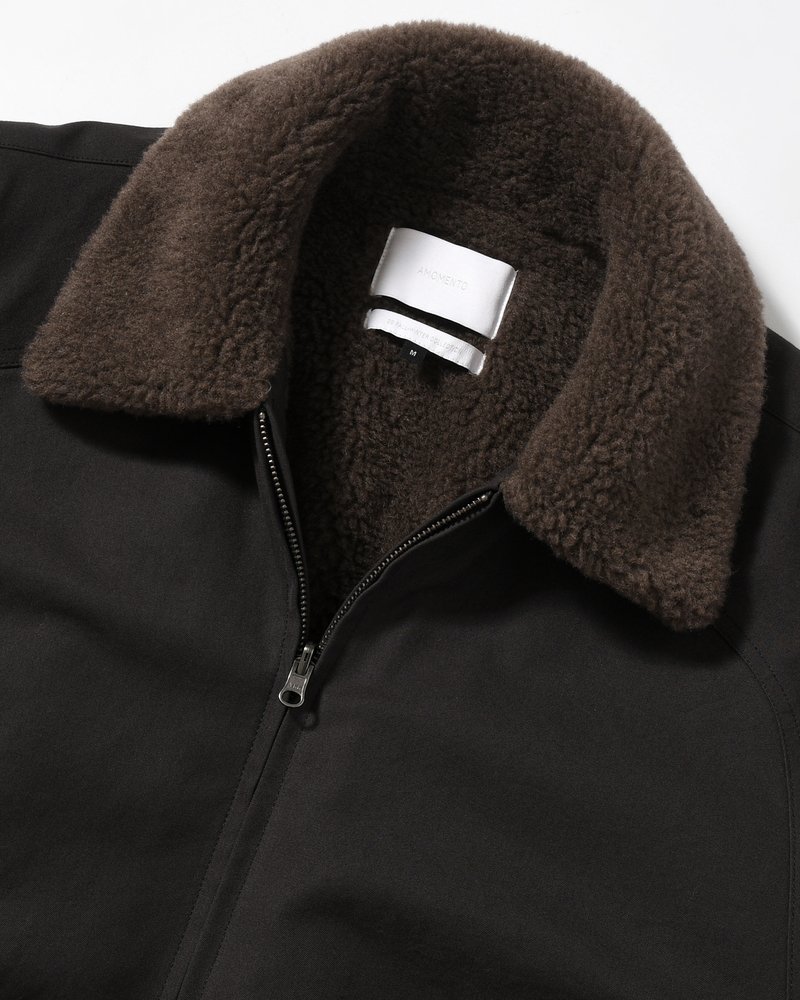 COTTON REVERSIBLE SHEARLING JUMPER -BLACK-