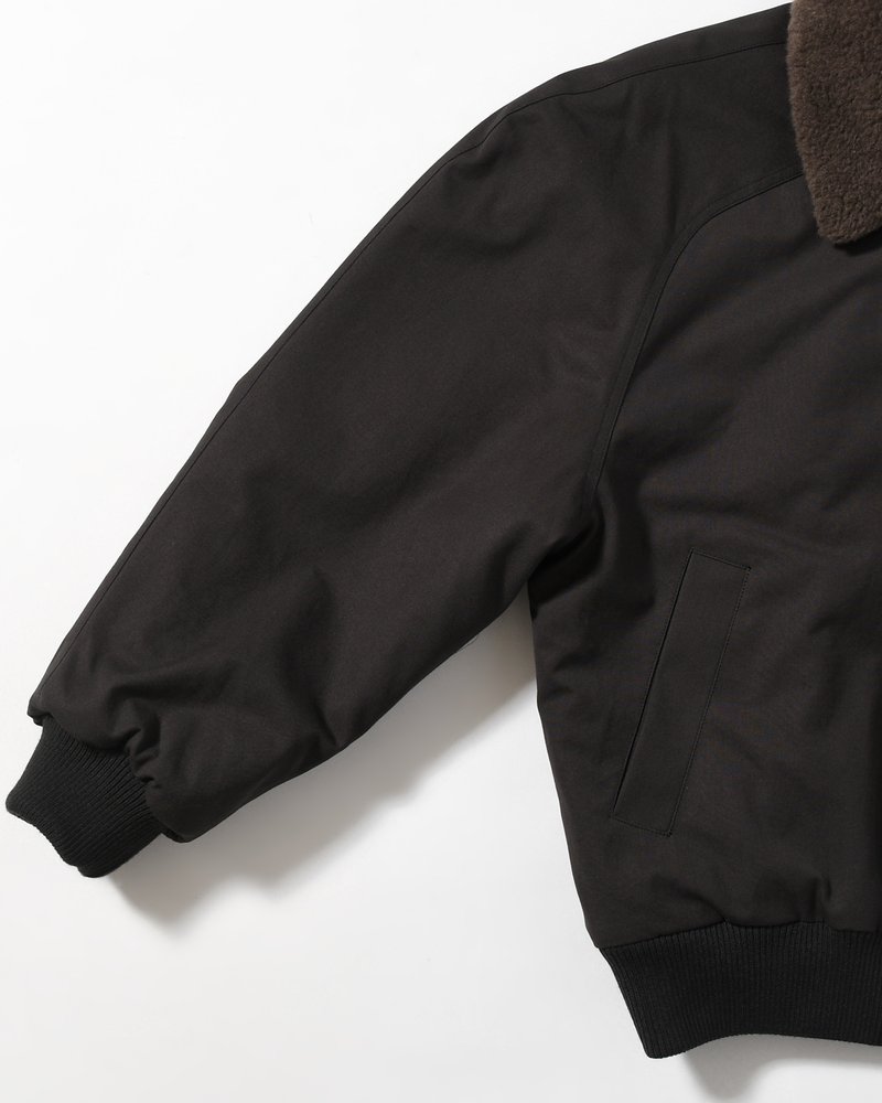 COTTON REVERSIBLE SHEARLING JUMPER -BLACK-