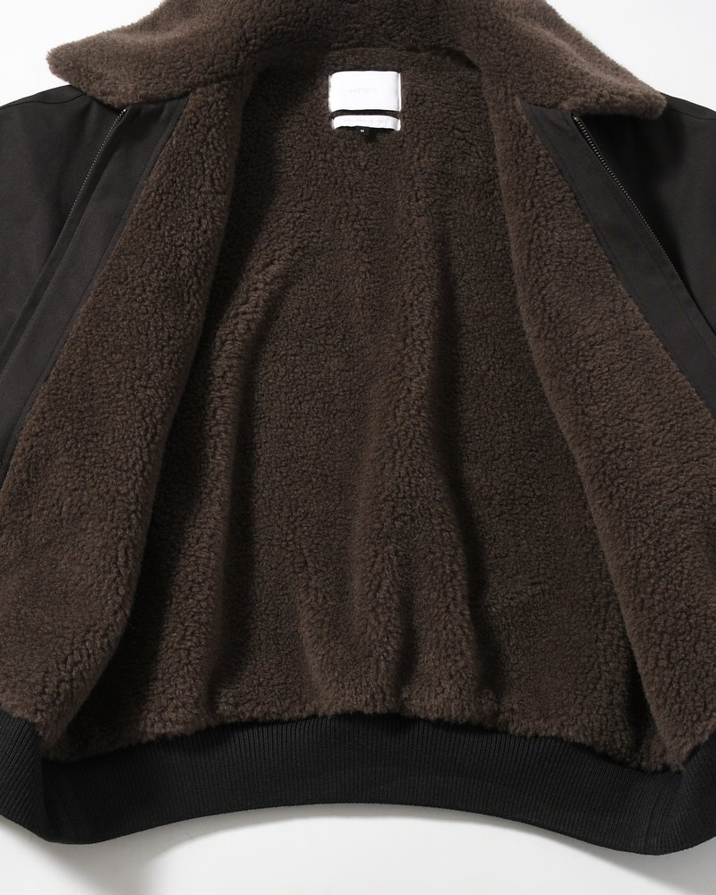COTTON REVERSIBLE SHEARLING JUMPER -BLACK-