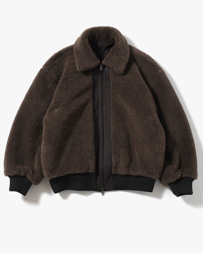 COTTON REVERSIBLE SHEARLING JUMPER -BLACK-