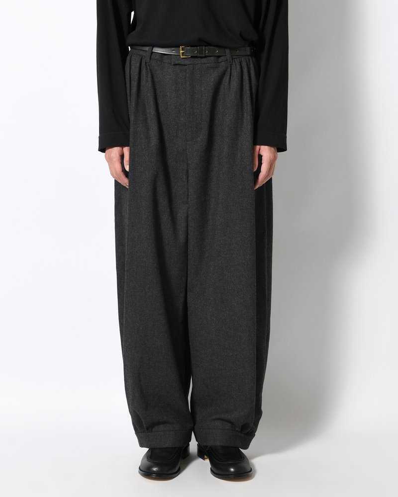 MEN'S WOOL SHIRRING PANTS -CHARCOAL-