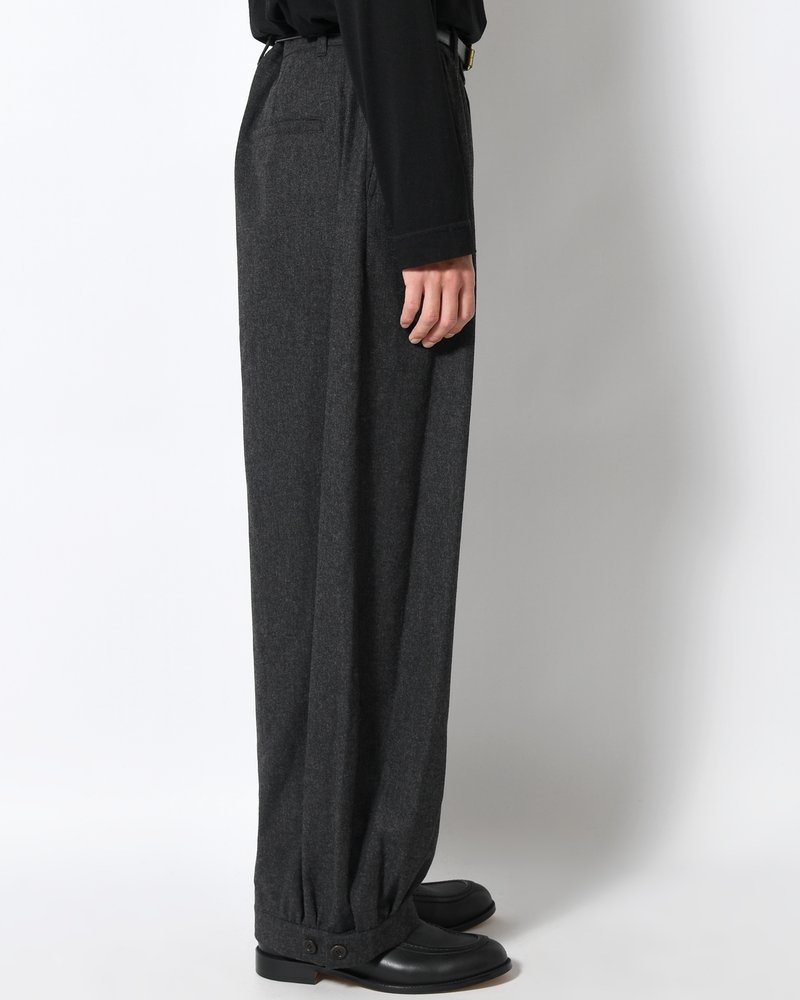 MEN'S WOOL SHIRRING PANTS -CHARCOAL-