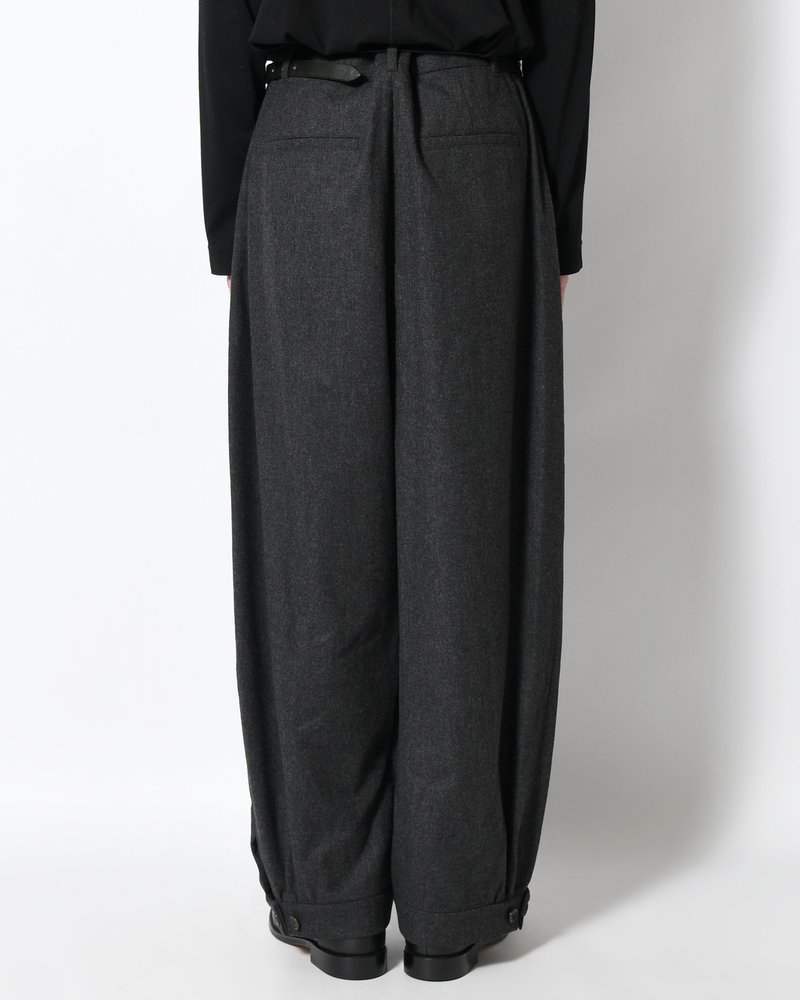 MEN'S WOOL SHIRRING PANTS -CHARCOAL-