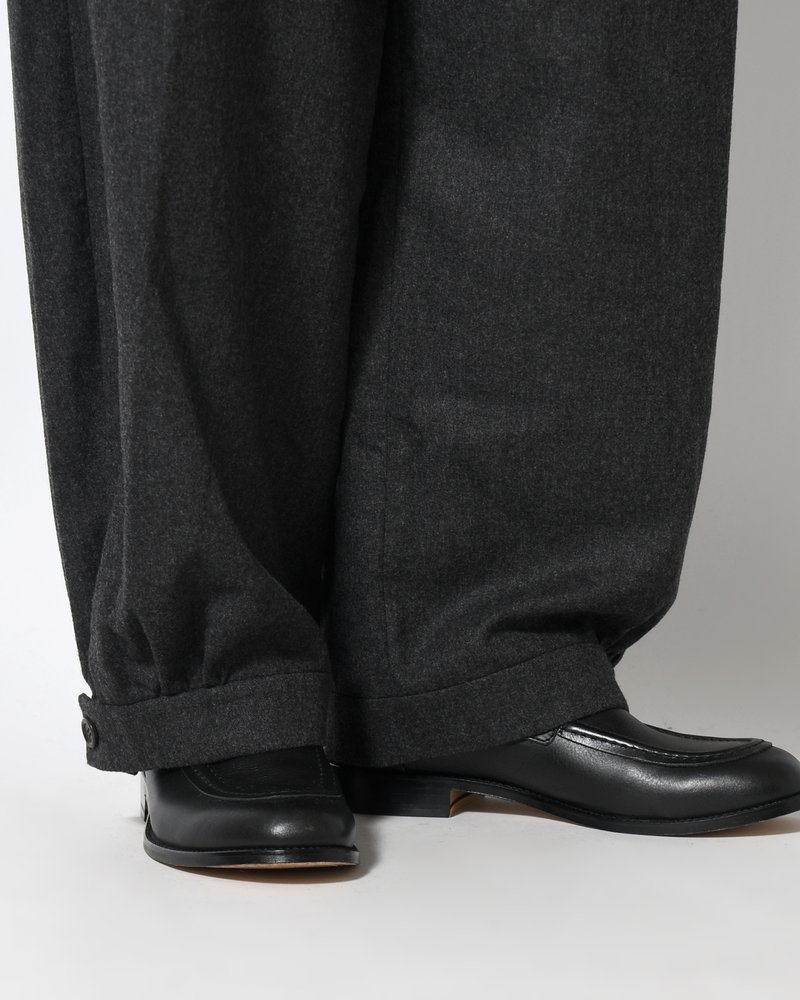 MEN'S WOOL SHIRRING PANTS -CHARCOAL-