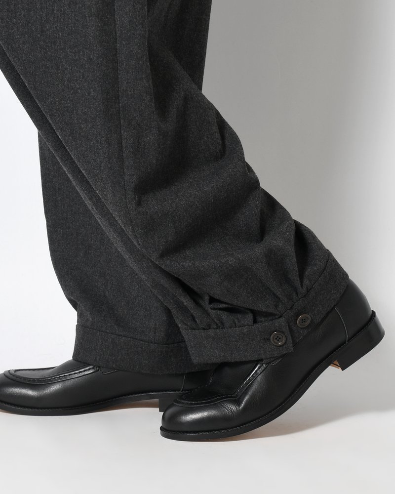 MEN'S WOOL SHIRRING PANTS -CHARCOAL-