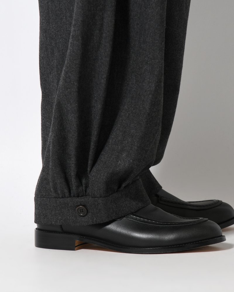 MEN'S WOOL SHIRRING PANTS -CHARCOAL-