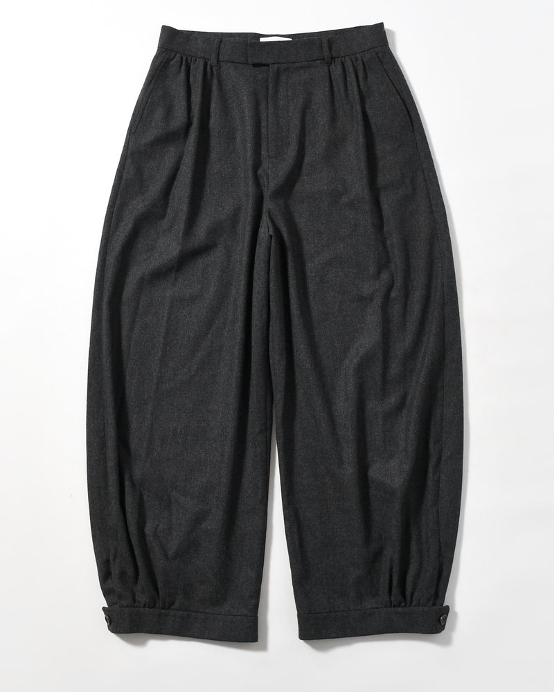 MEN'S WOOL SHIRRING PANTS -CHARCOAL-