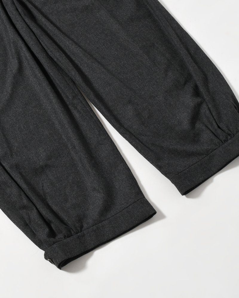 MEN'S WOOL SHIRRING PANTS -CHARCOAL-