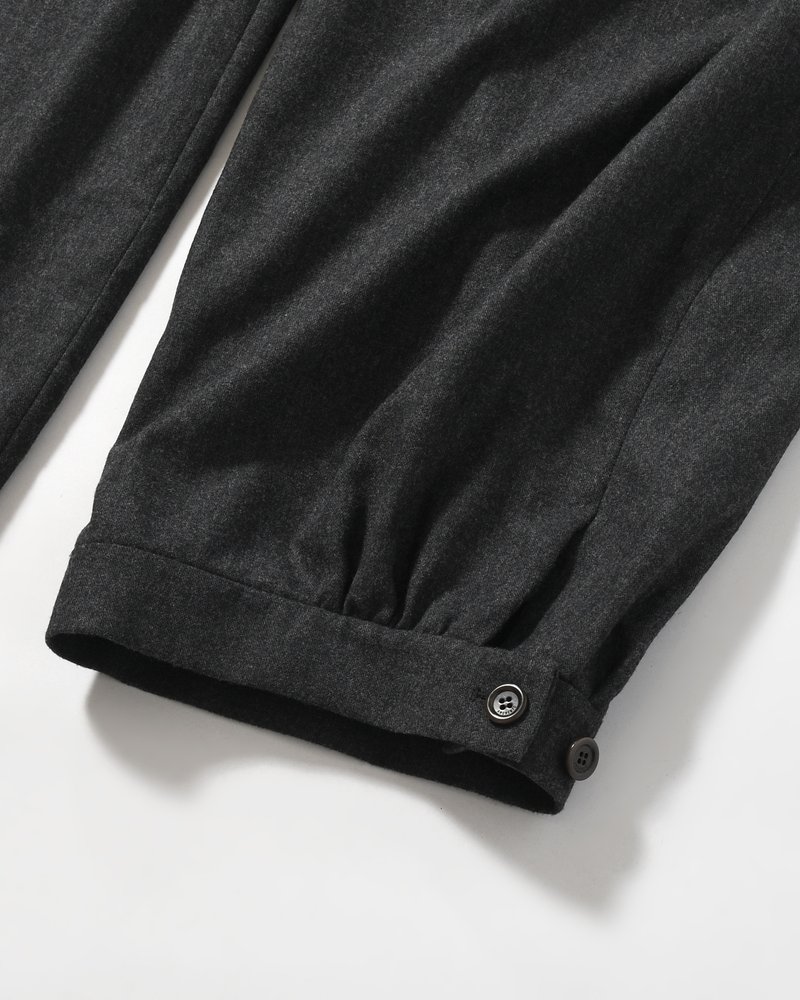 MEN'S WOOL SHIRRING PANTS -CHARCOAL-