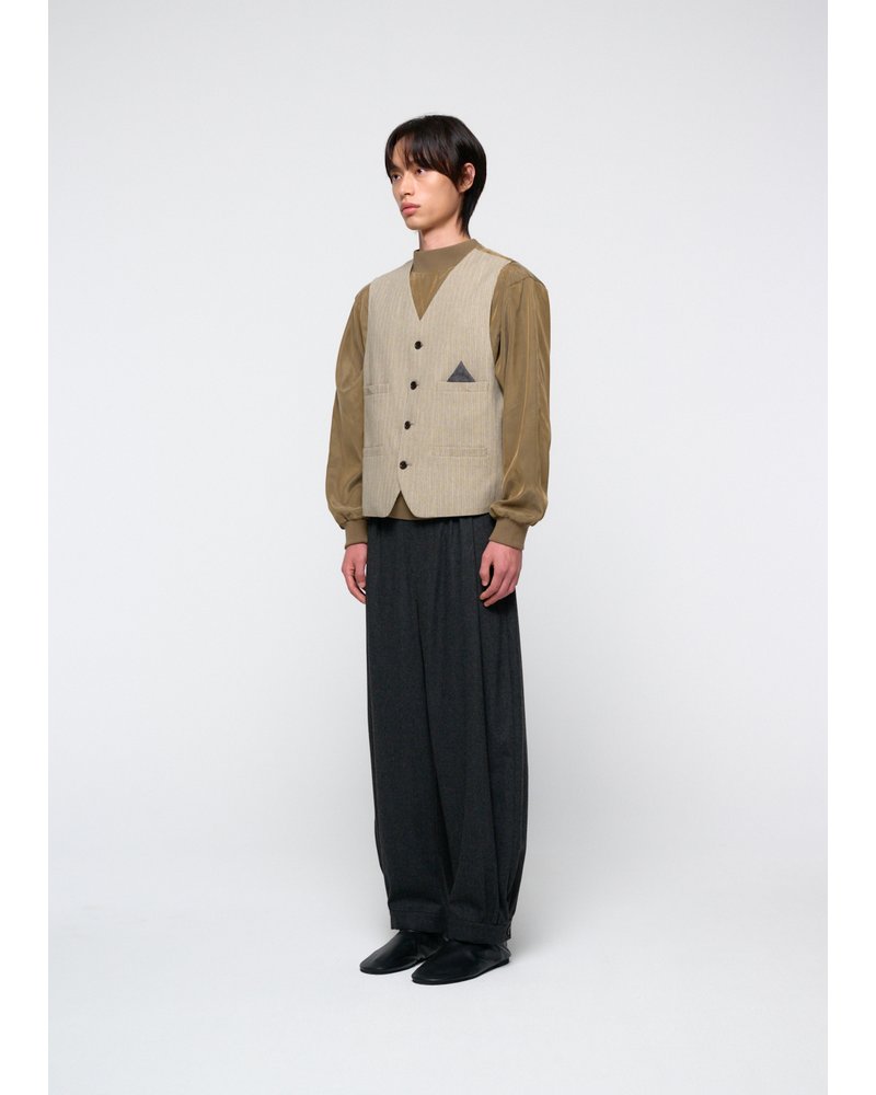 MEN'S WOOL SHIRRING PANTS -CHARCOAL-
