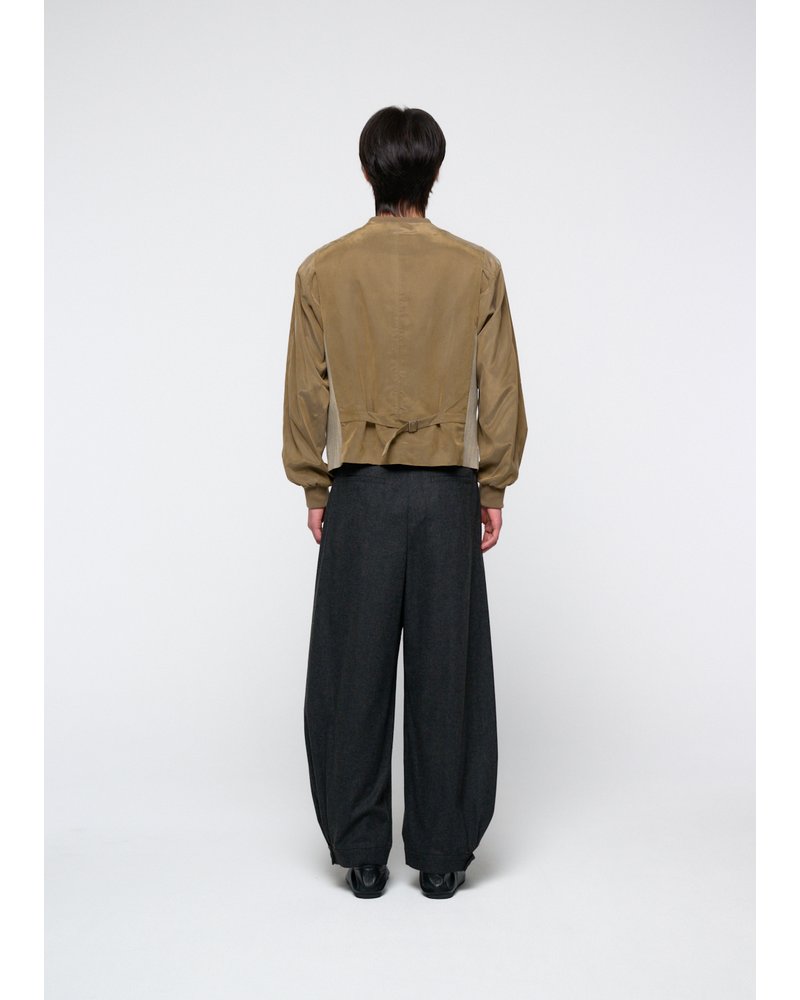 MEN'S WOOL SHIRRING PANTS -CHARCOAL-